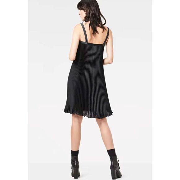 G-Star RAW GS Plisse Sleeveless Dress Color Black Size S - Picture 8 of 11